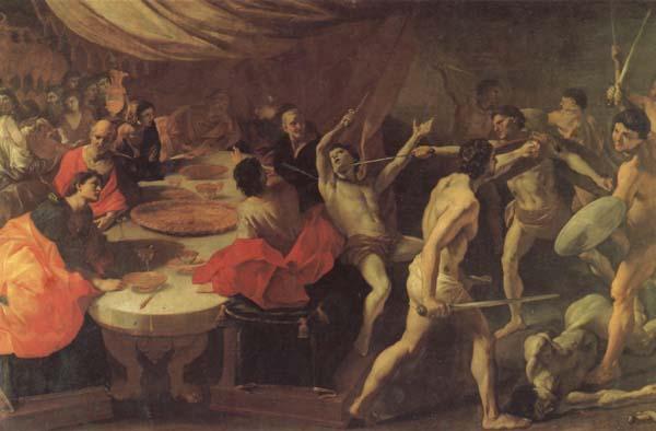 LANFRANCO, Giovanni Banquet with a Gladiatorial Contest Sweden oil painting art